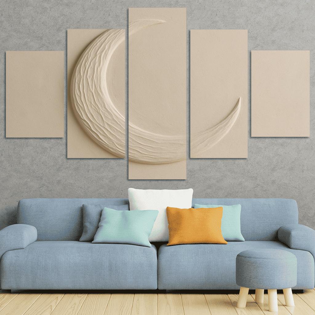 Sculpted Plaster Crescent Wall Relief canvas paintings frame