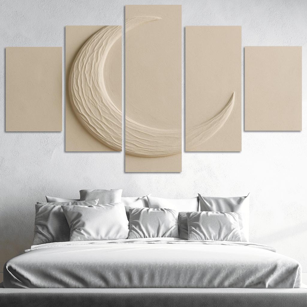 Sculpted Plaster Crescent Wall Relief canvas paintings frame