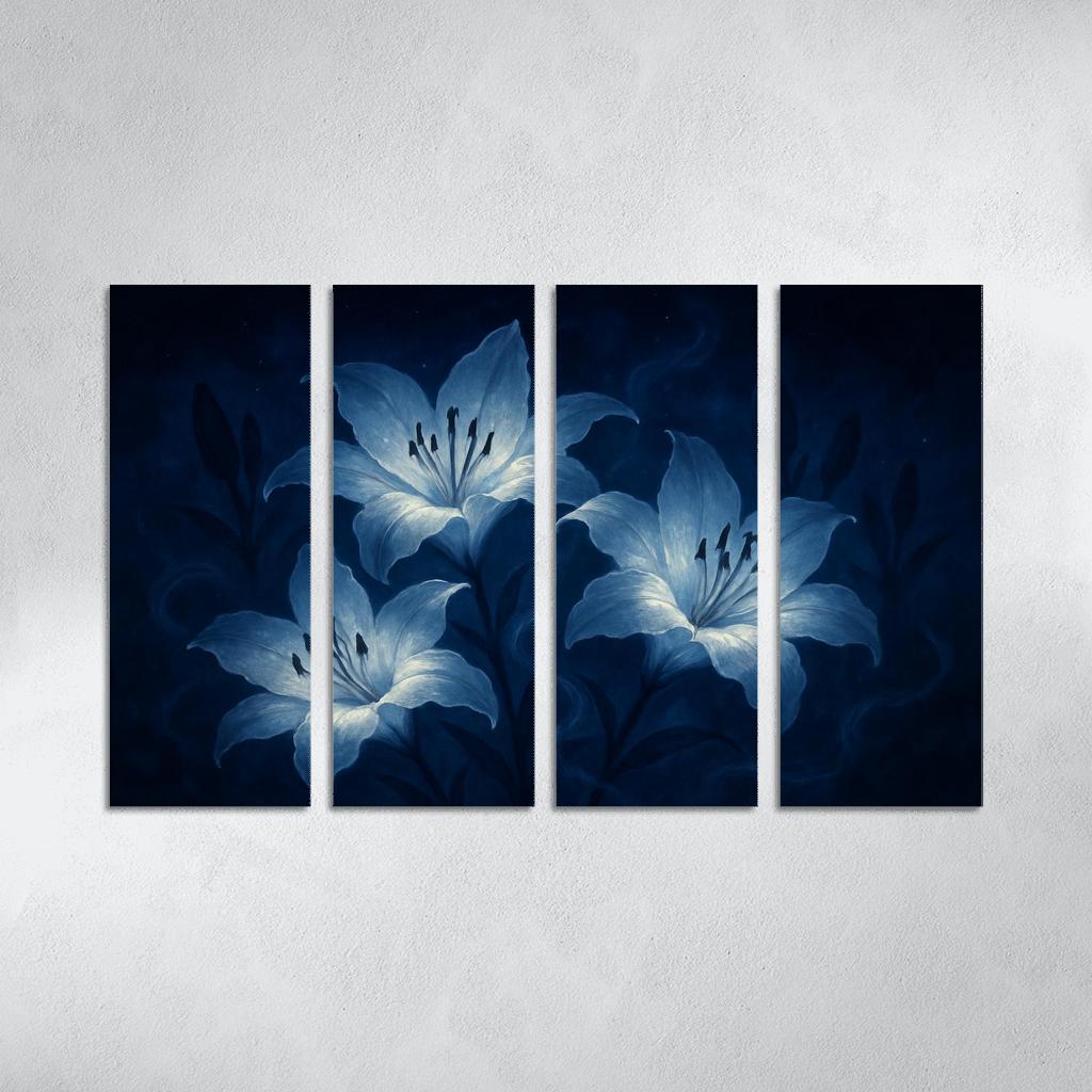 Nocturne Of Moonlit Lilies modern paintings frame