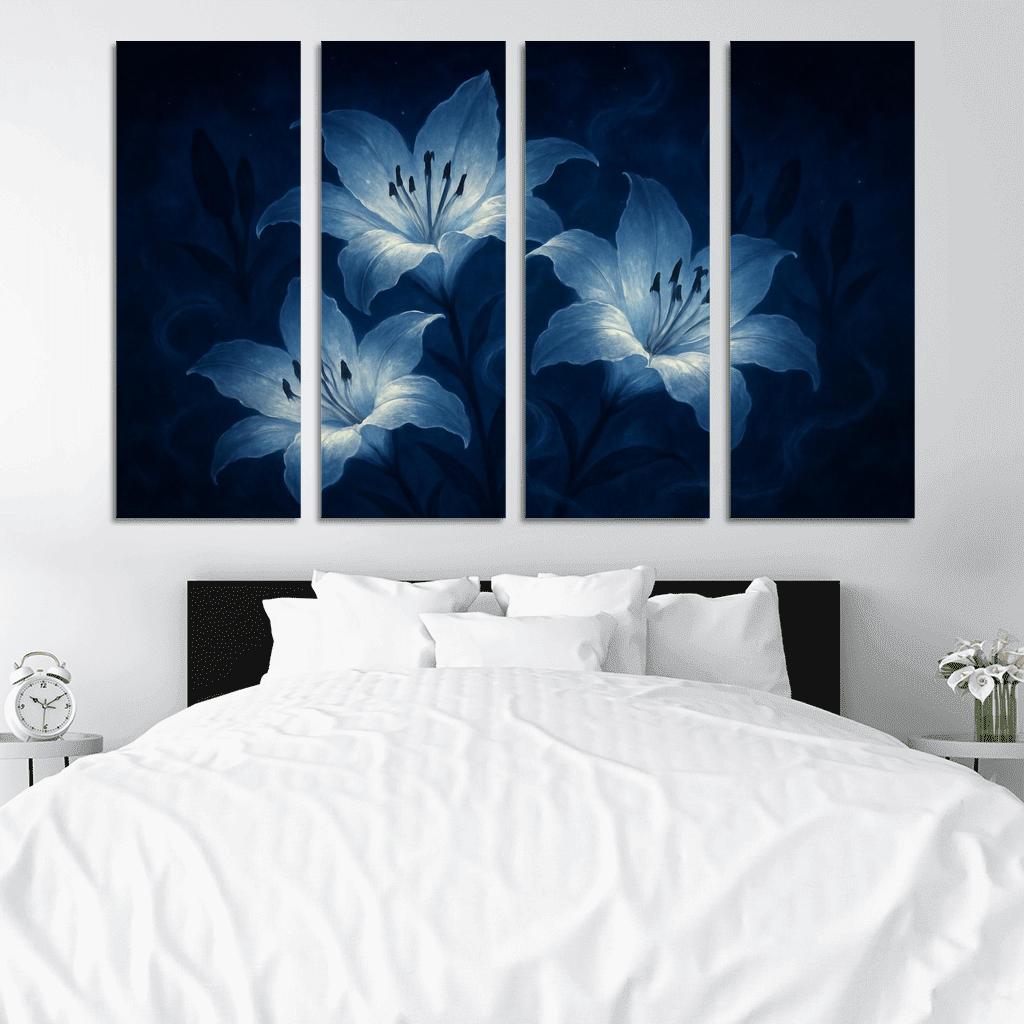 Nocturne Of Moonlit Lilies modern paintings frame