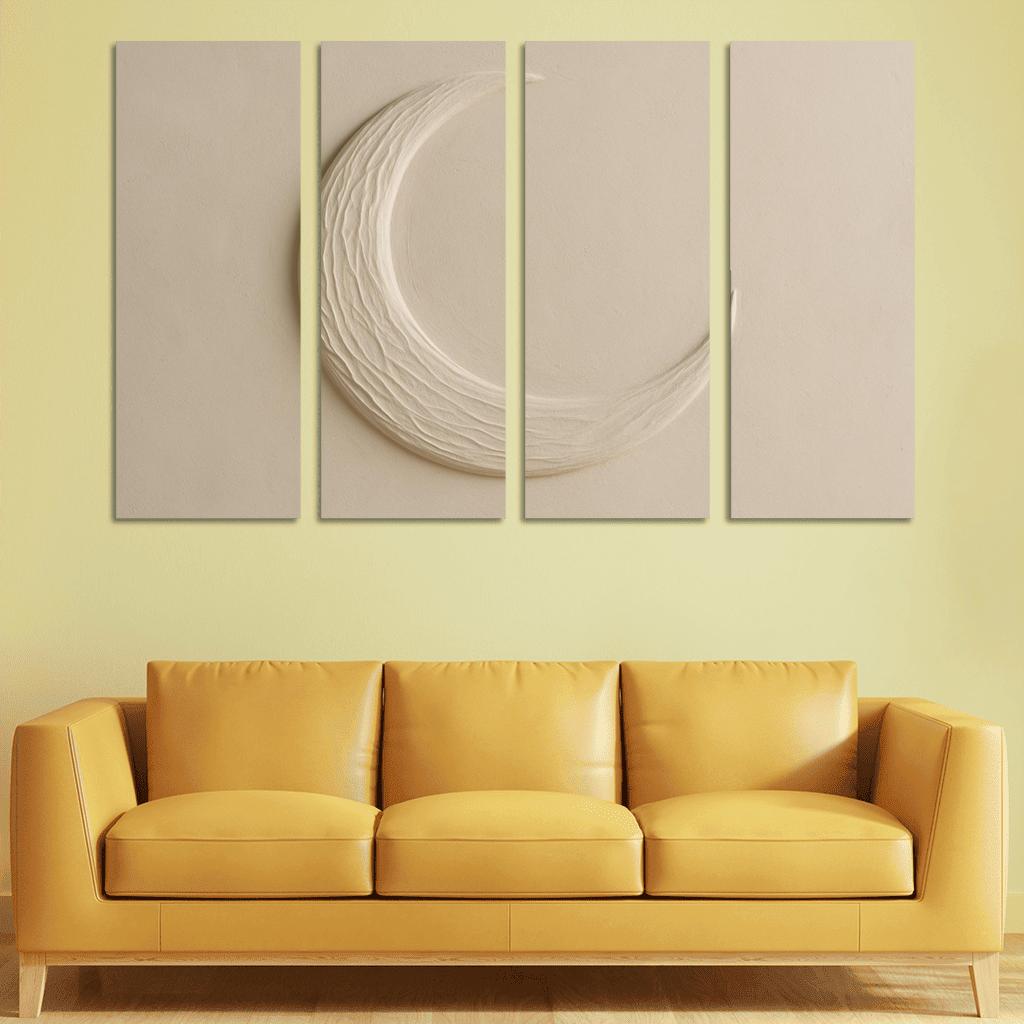 Sculpted Plaster Crescent Wall Relief canvas paintings frame