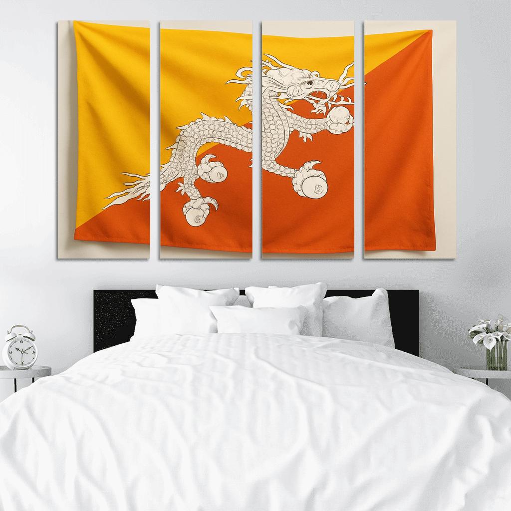 Eternal Dragon Motif The Flag Of Bhutan art trends