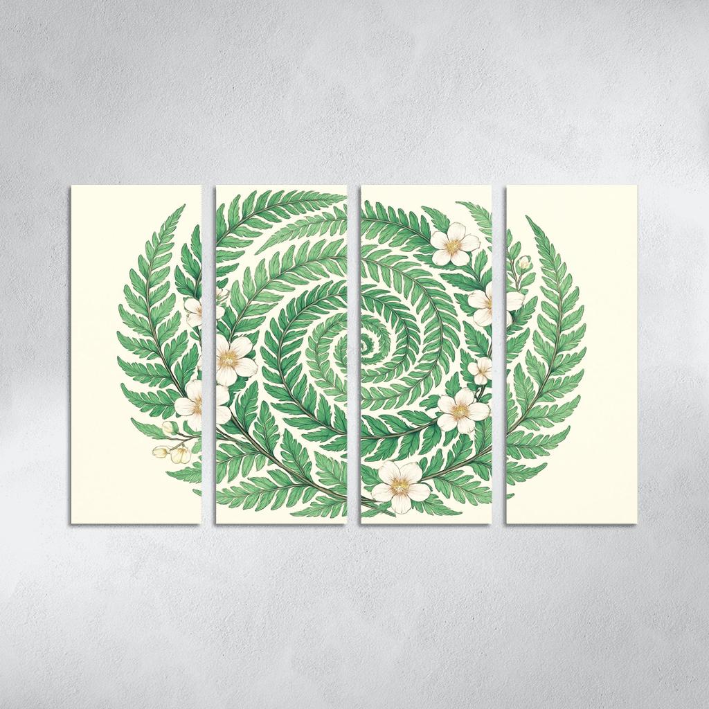 Verdant Spiral Of Ferns And Blossoms home decor
