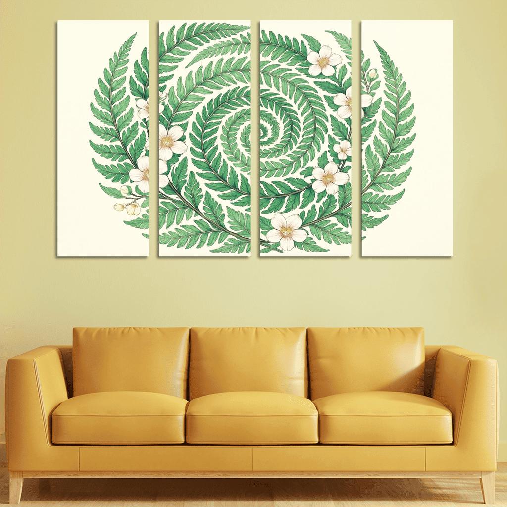 Verdant Spiral Of Ferns And Blossoms home decor