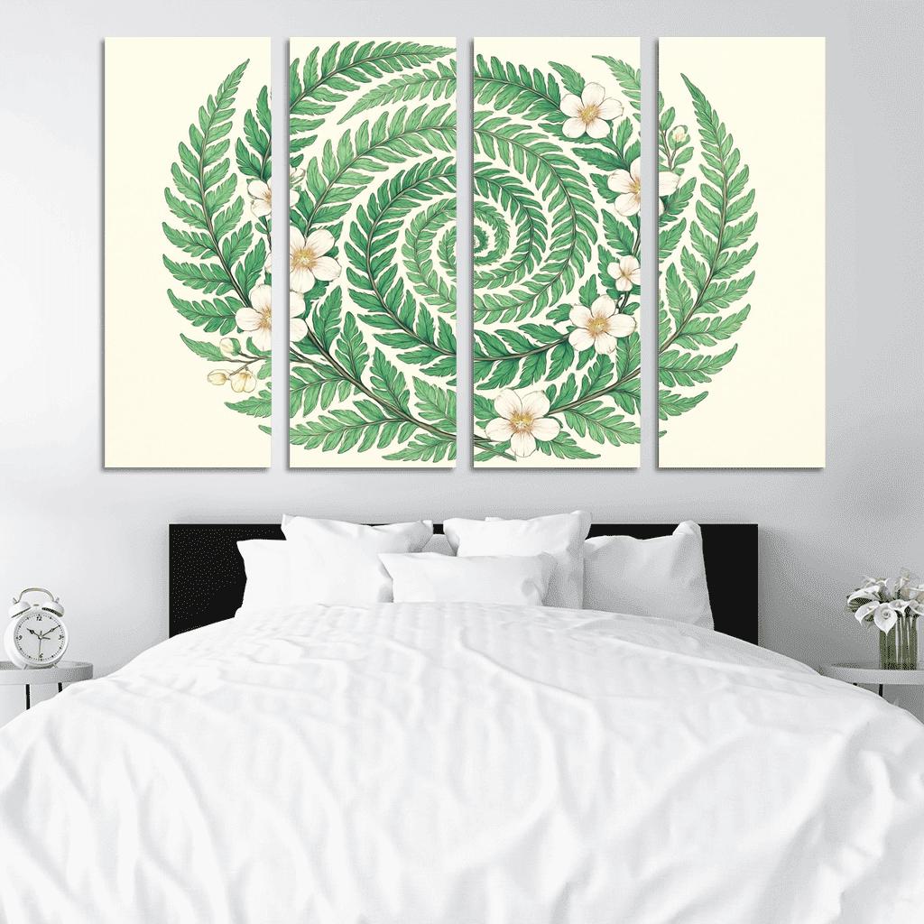 Verdant Spiral Of Ferns And Blossoms home decor