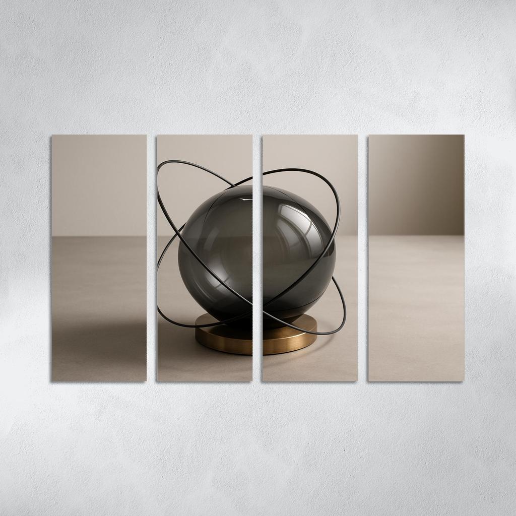 Smoked Glass Orb Centerpiece With Floating Metal Rings modern paintings frame