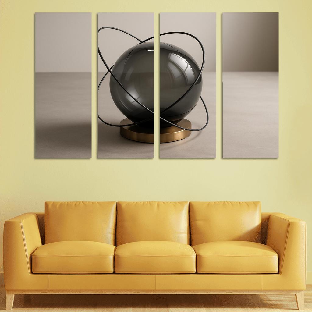 Smoked Glass Orb Centerpiece With Floating Metal Rings modern paintings frame