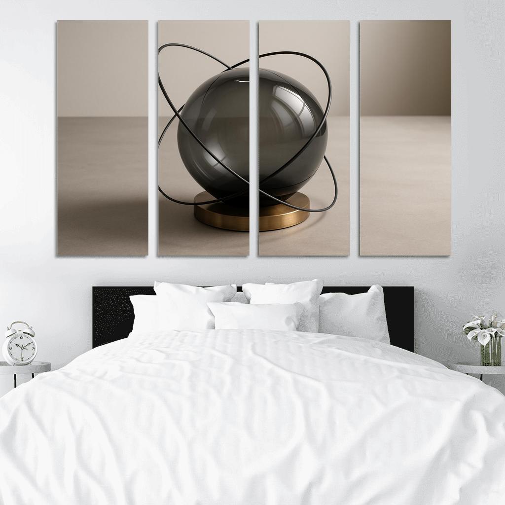 Smoked Glass Orb Centerpiece With Floating Metal Rings modern paintings frame