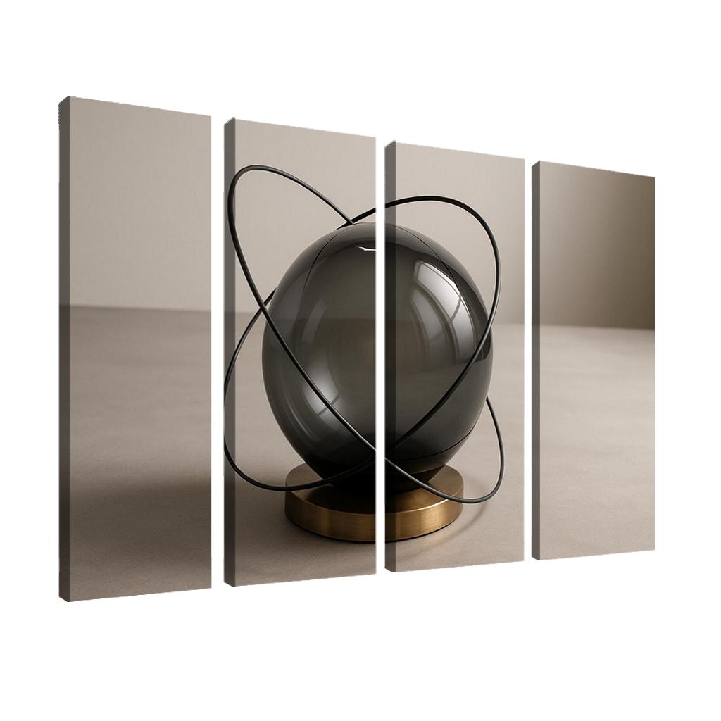 Smoked Glass Orb Centerpiece With Floating Metal Rings modern paintings frame