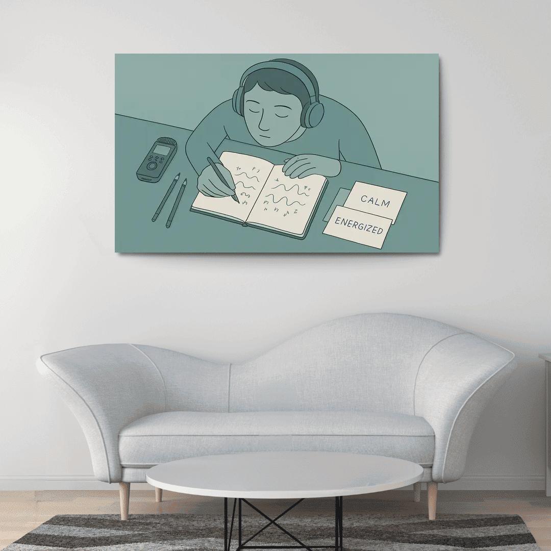 Personal Soundscape Journaling oil paintings frame