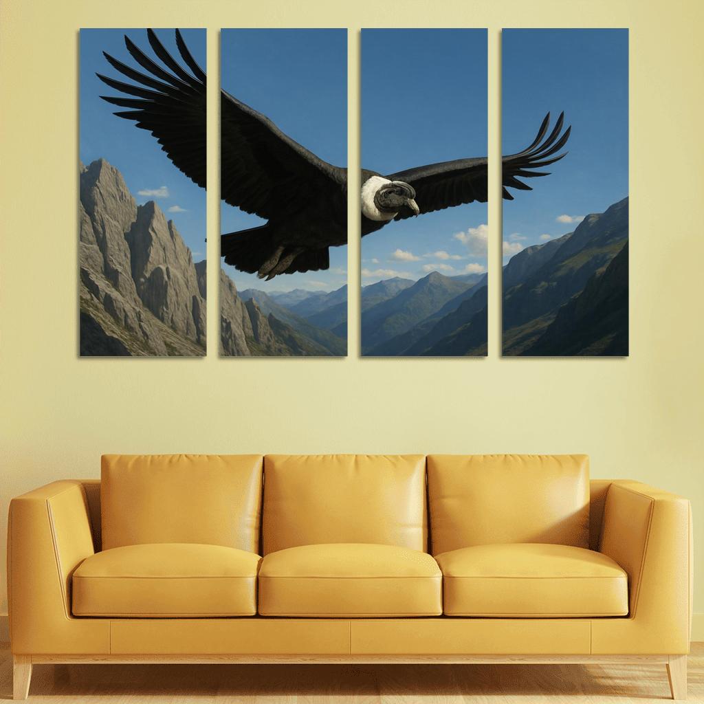 The Soaring Andean Condor Above Rugged Peaks multi-panel paintings