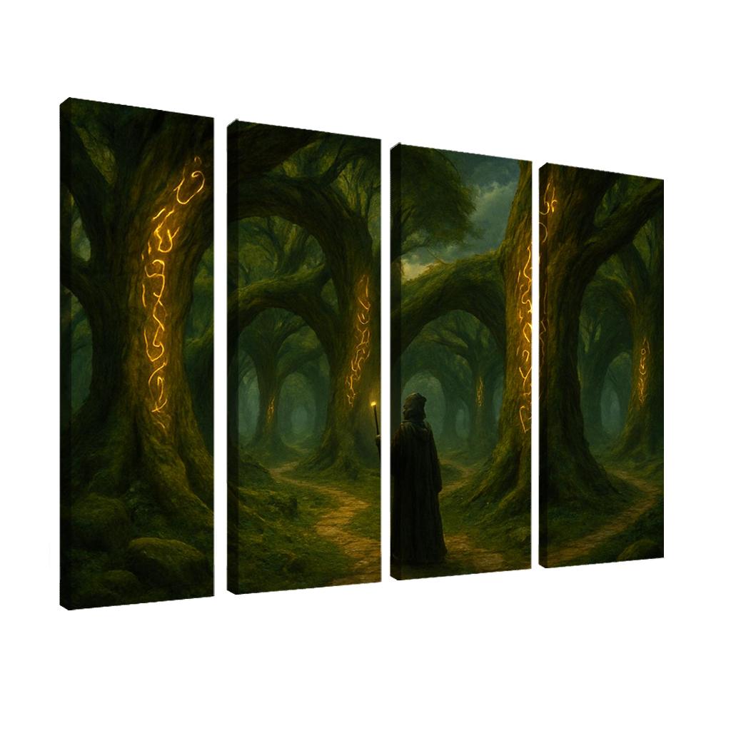 The Verdant Labyrinth Of Living Runes multi-panel paintings