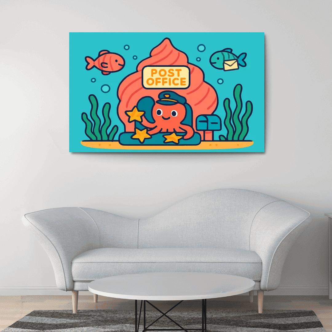 Coral Reef Space Post Office multi-panel paintings