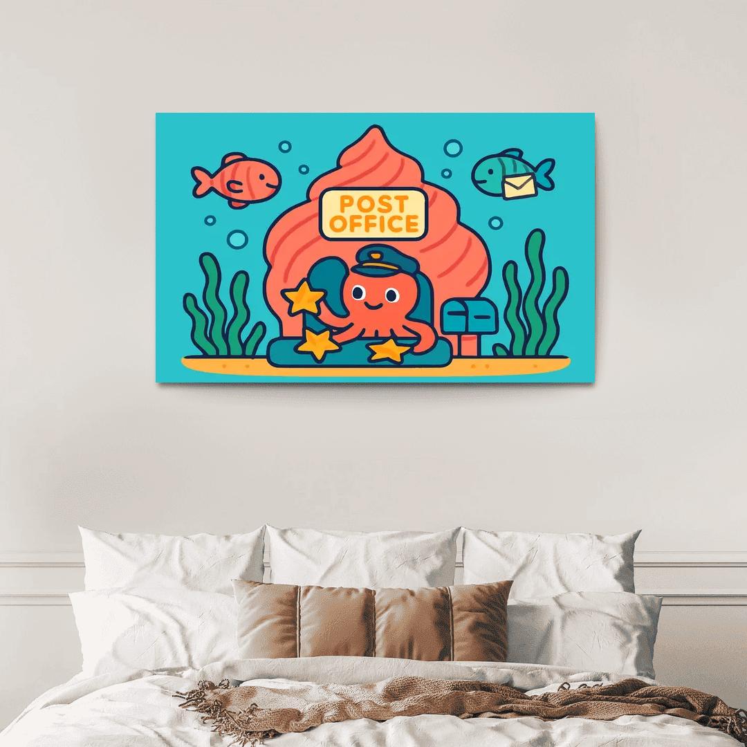 Coral Reef Space Post Office multi-panel paintings