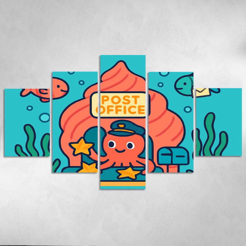Coral Reef Space Post Office multi-panel paintings
