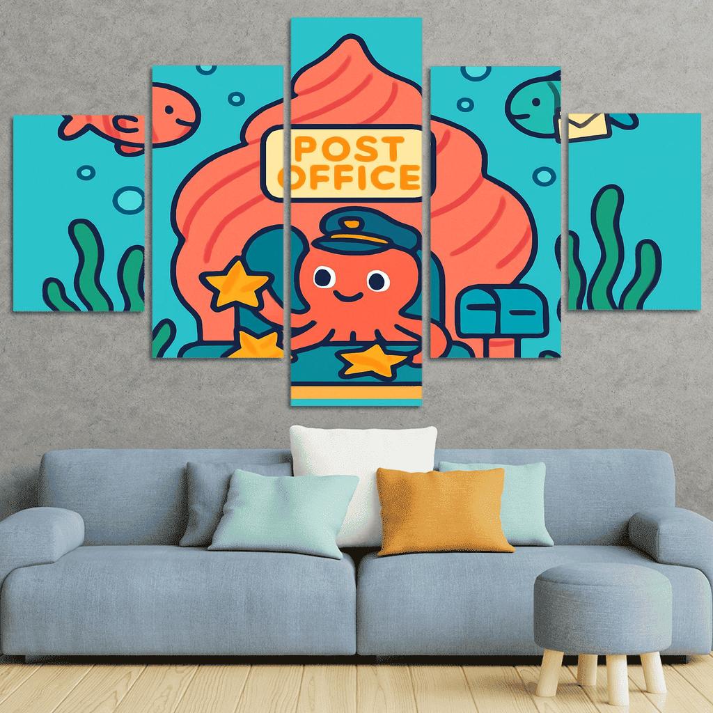 Coral Reef Space Post Office multi-panel paintings