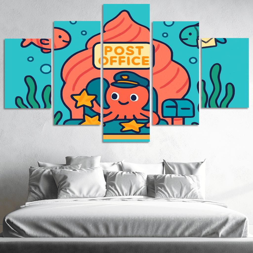 Coral Reef Space Post Office multi-panel paintings