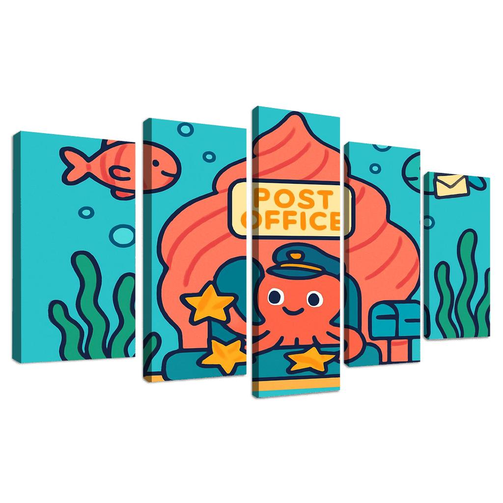 Coral Reef Space Post Office multi-panel paintings