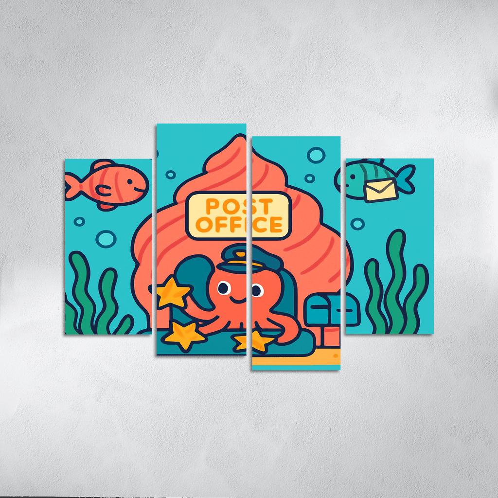 Coral Reef Space Post Office multi-panel paintings