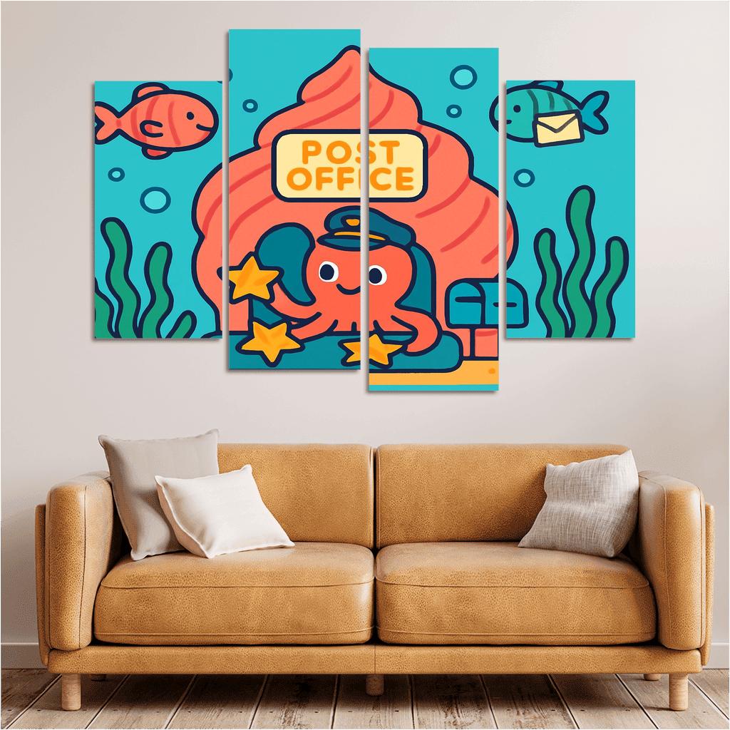 Coral Reef Space Post Office multi-panel paintings