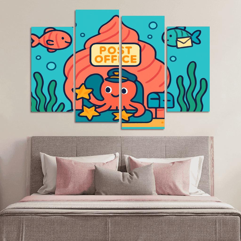 Coral Reef Space Post Office multi-panel paintings