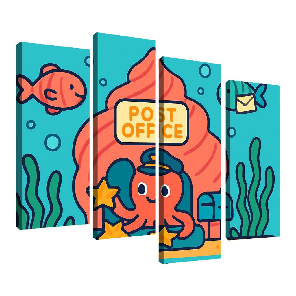 Coral Reef Space Post Office multi-panel paintings