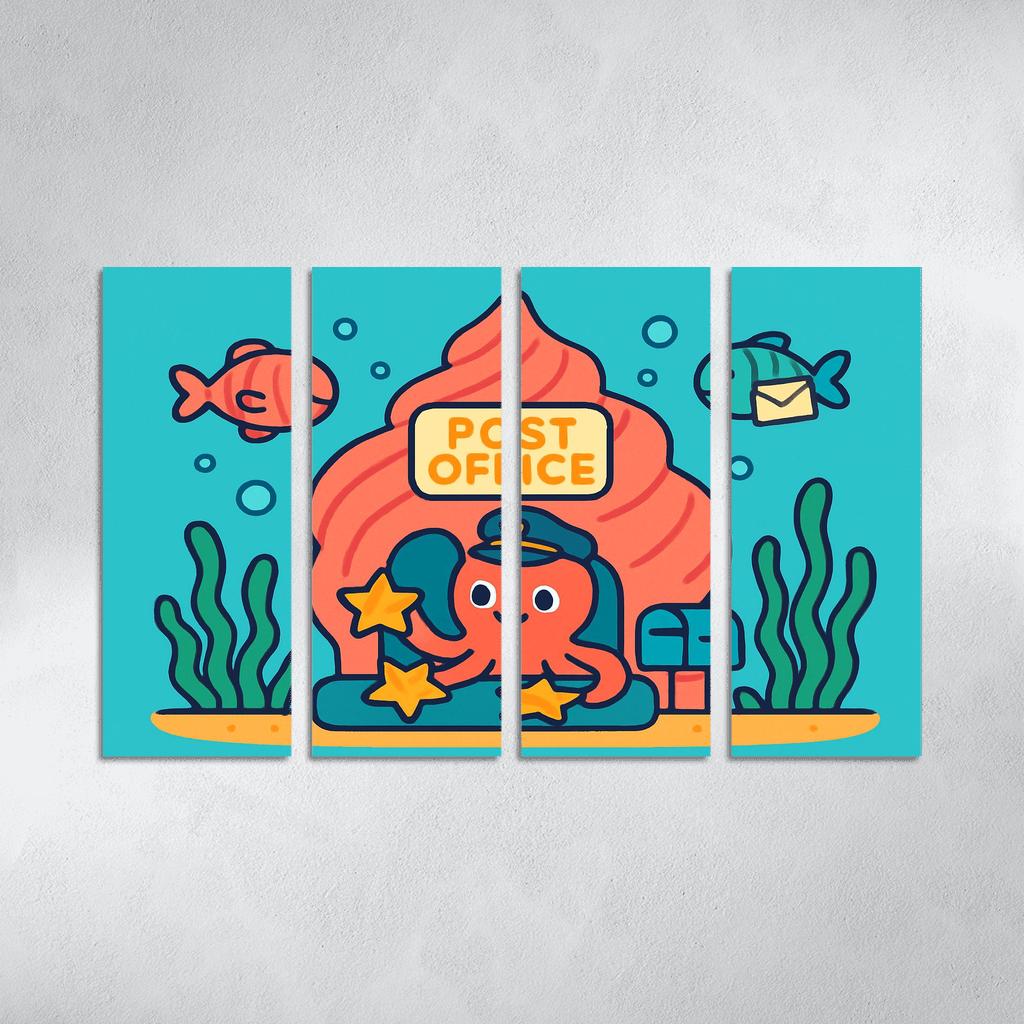 Coral Reef Space Post Office multi-panel paintings