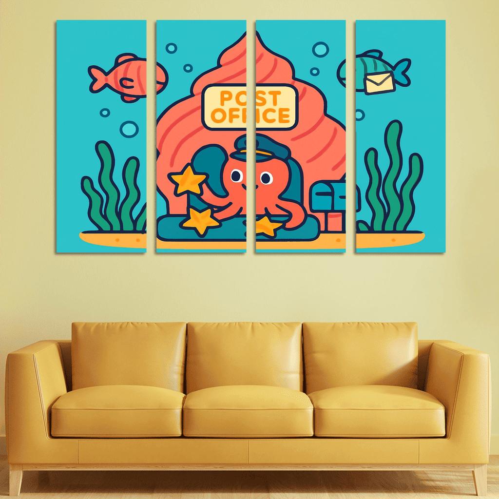 Coral Reef Space Post Office multi-panel paintings