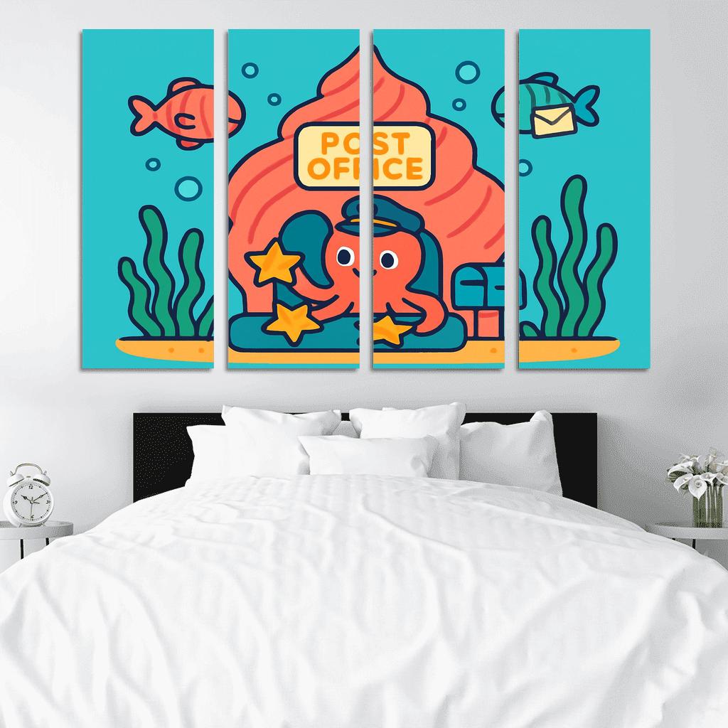 Coral Reef Space Post Office multi-panel paintings