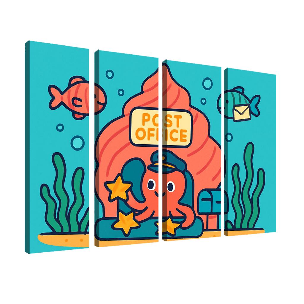 Coral Reef Space Post Office multi-panel paintings