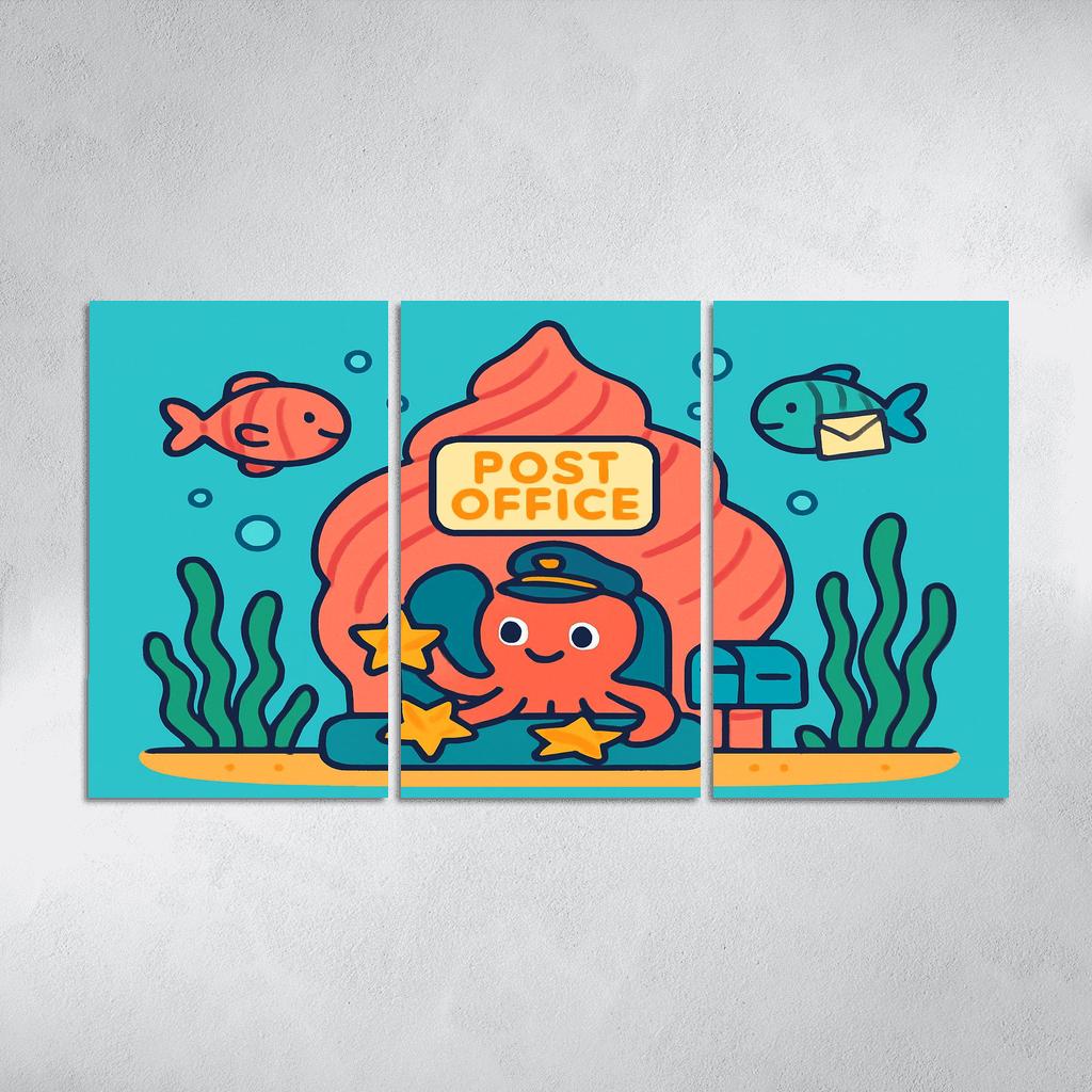 Coral Reef Space Post Office multi-panel paintings
