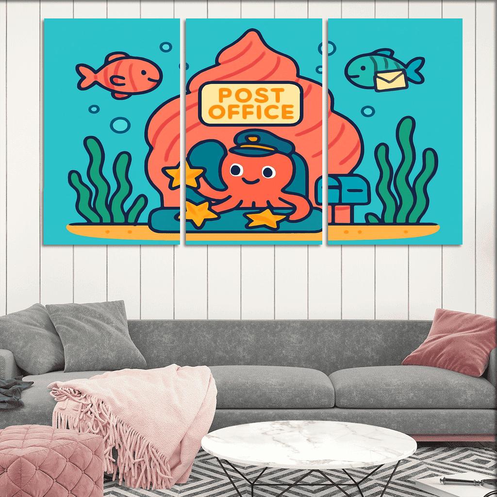 Coral Reef Space Post Office multi-panel paintings