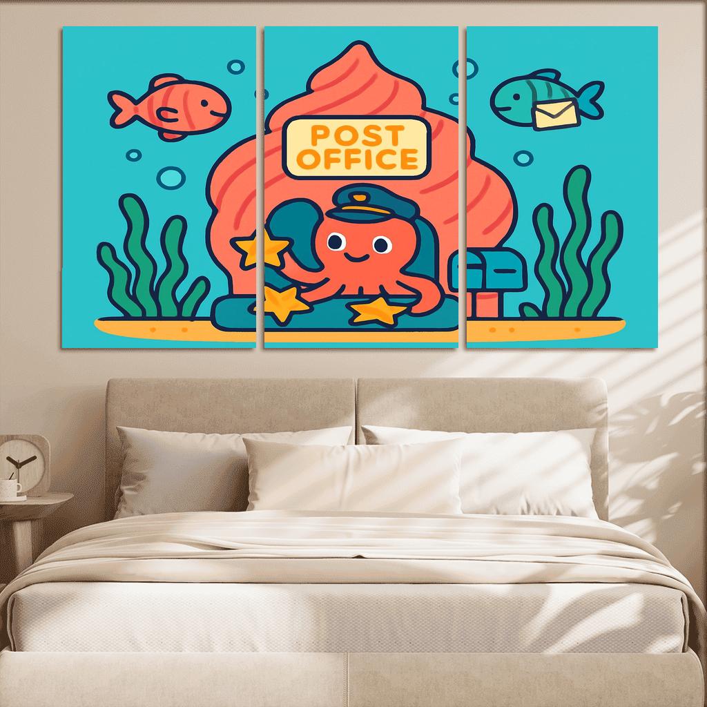 Coral Reef Space Post Office multi-panel paintings