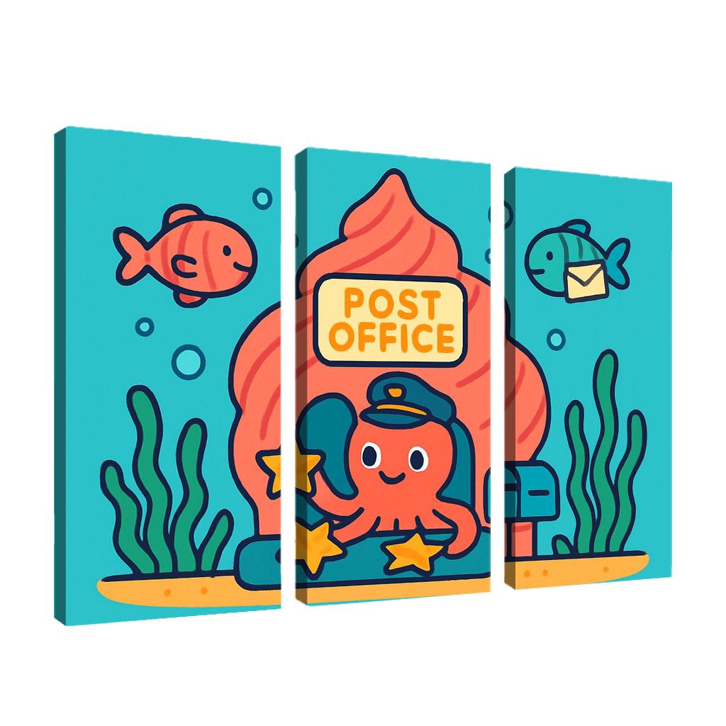 Coral Reef Space Post Office multi-panel paintings