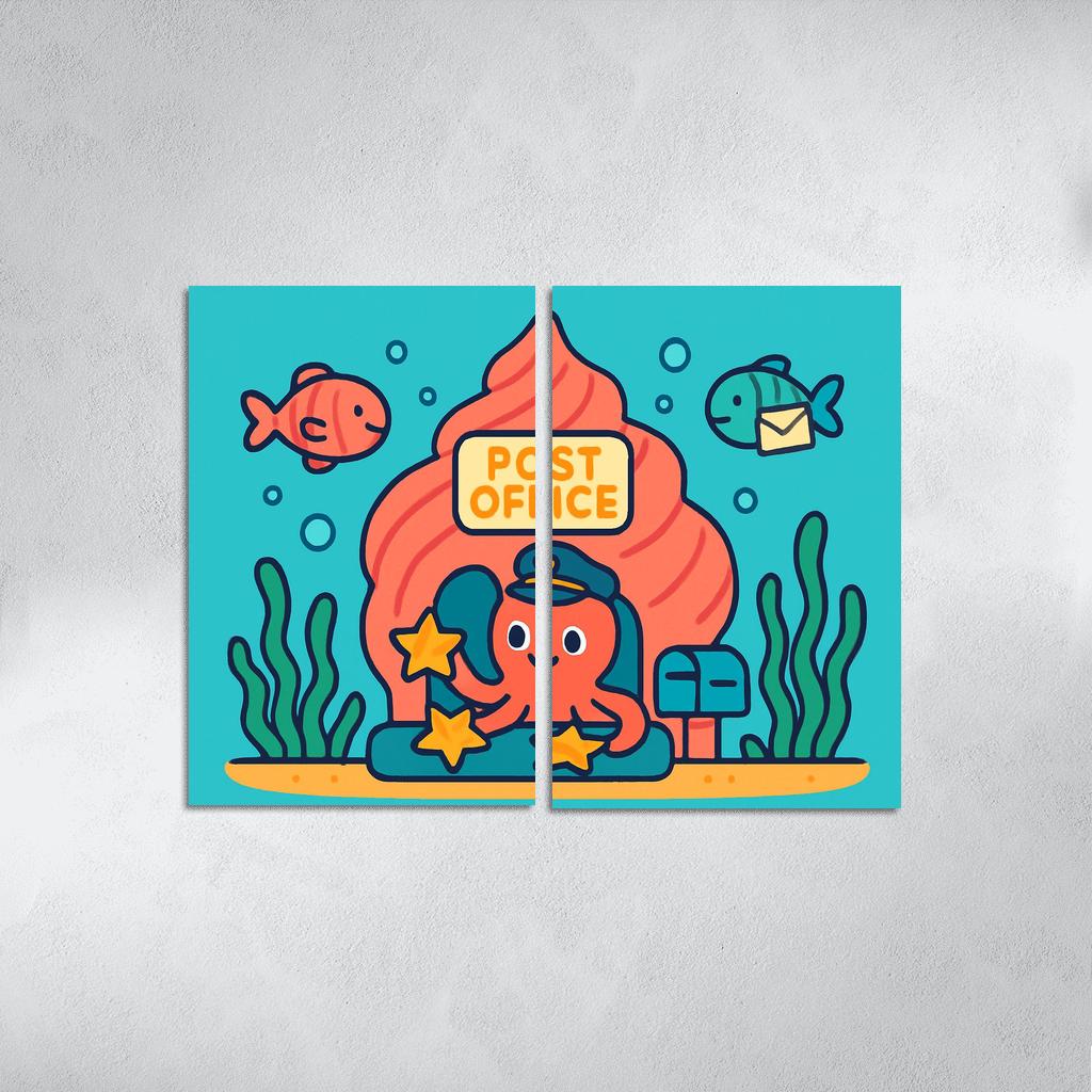 Coral Reef Space Post Office multi-panel paintings