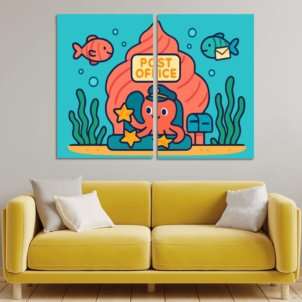 Coral Reef Space Post Office multi-panel paintings