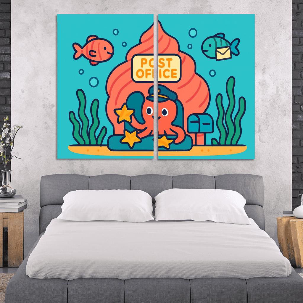 Coral Reef Space Post Office multi-panel paintings