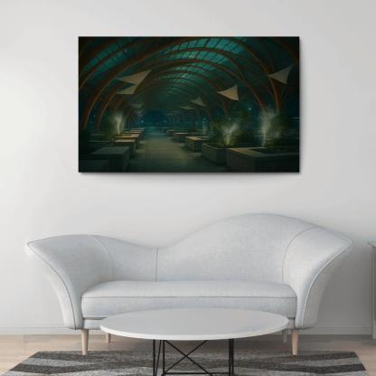 Bioluminescent Timber Canopy Market Hall multi-panel paintings
