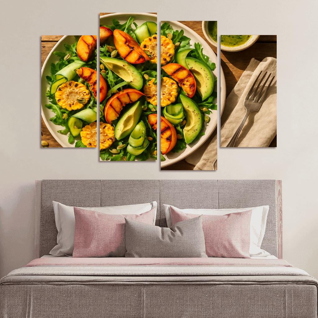 Charred Peach And Corn Salad With Basil Lime Dressing modern paintings frame