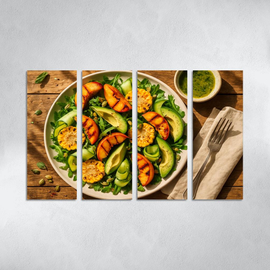 Charred Peach And Corn Salad With Basil Lime Dressing modern paintings frame