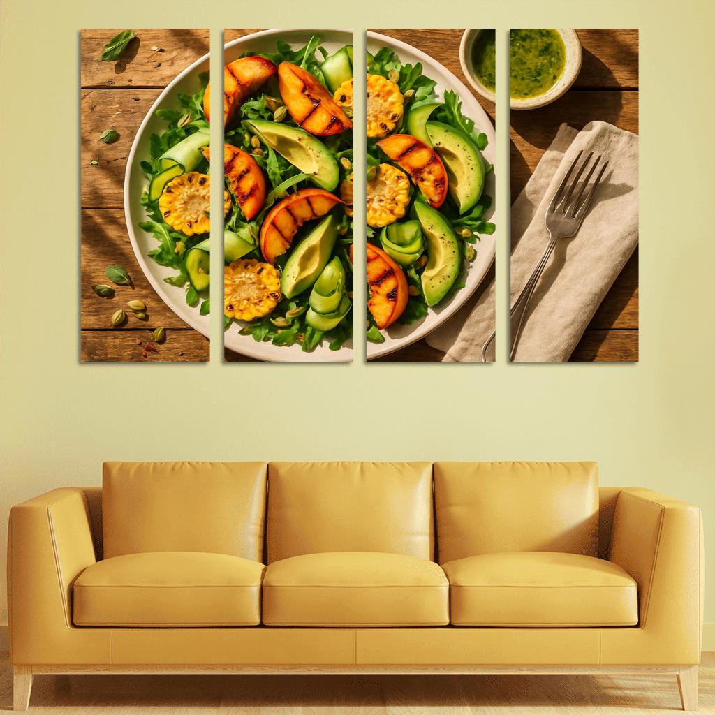 Charred Peach And Corn Salad With Basil Lime Dressing modern paintings frame