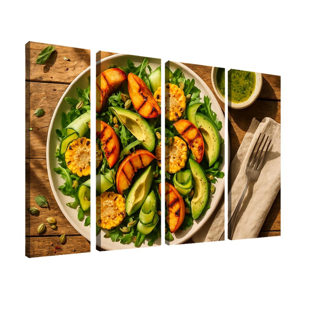 Charred Peach And Corn Salad With Basil Lime Dressing modern paintings frame