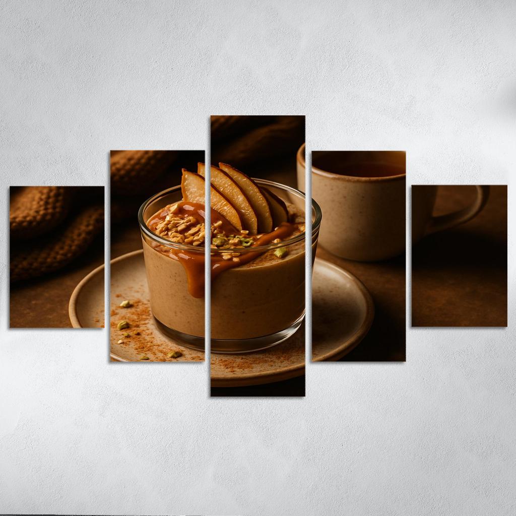 Toasted Coconut Chai Pudding With Date Caramel And Roasted Pear wall decor