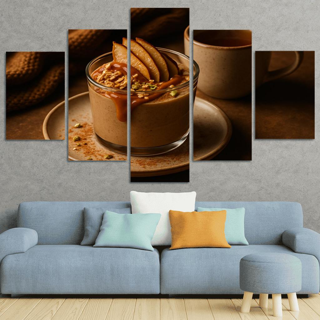 Toasted Coconut Chai Pudding With Date Caramel And Roasted Pear wall decor