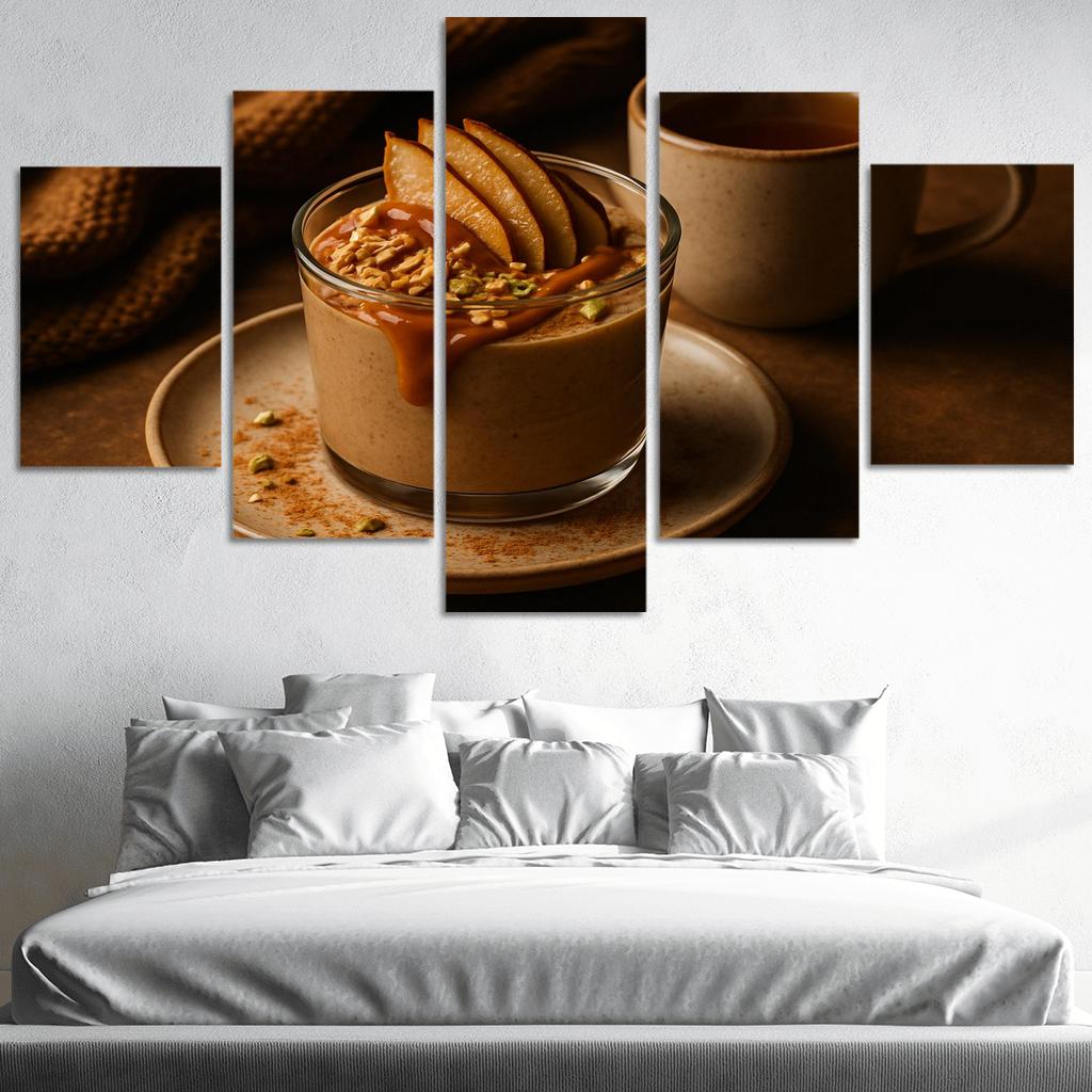 Toasted Coconut Chai Pudding With Date Caramel And Roasted Pear wall decor