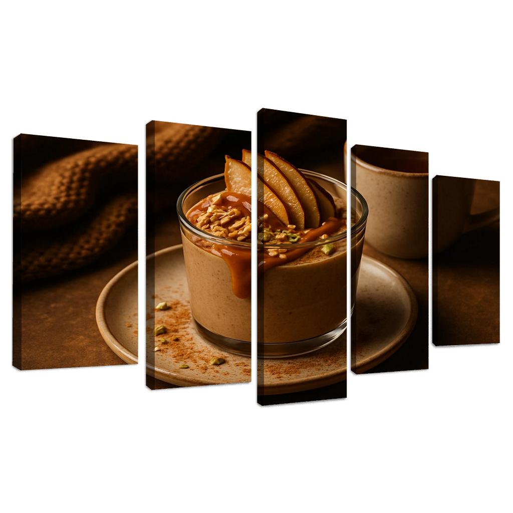 Toasted Coconut Chai Pudding With Date Caramel And Roasted Pear wall decor