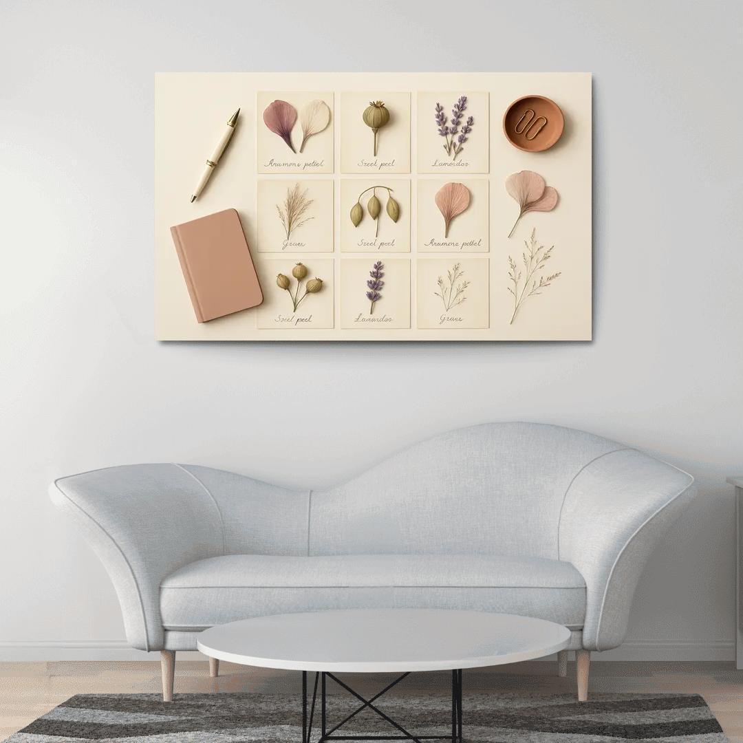 Pressed Flower Herbarium Mosaic framed paintings