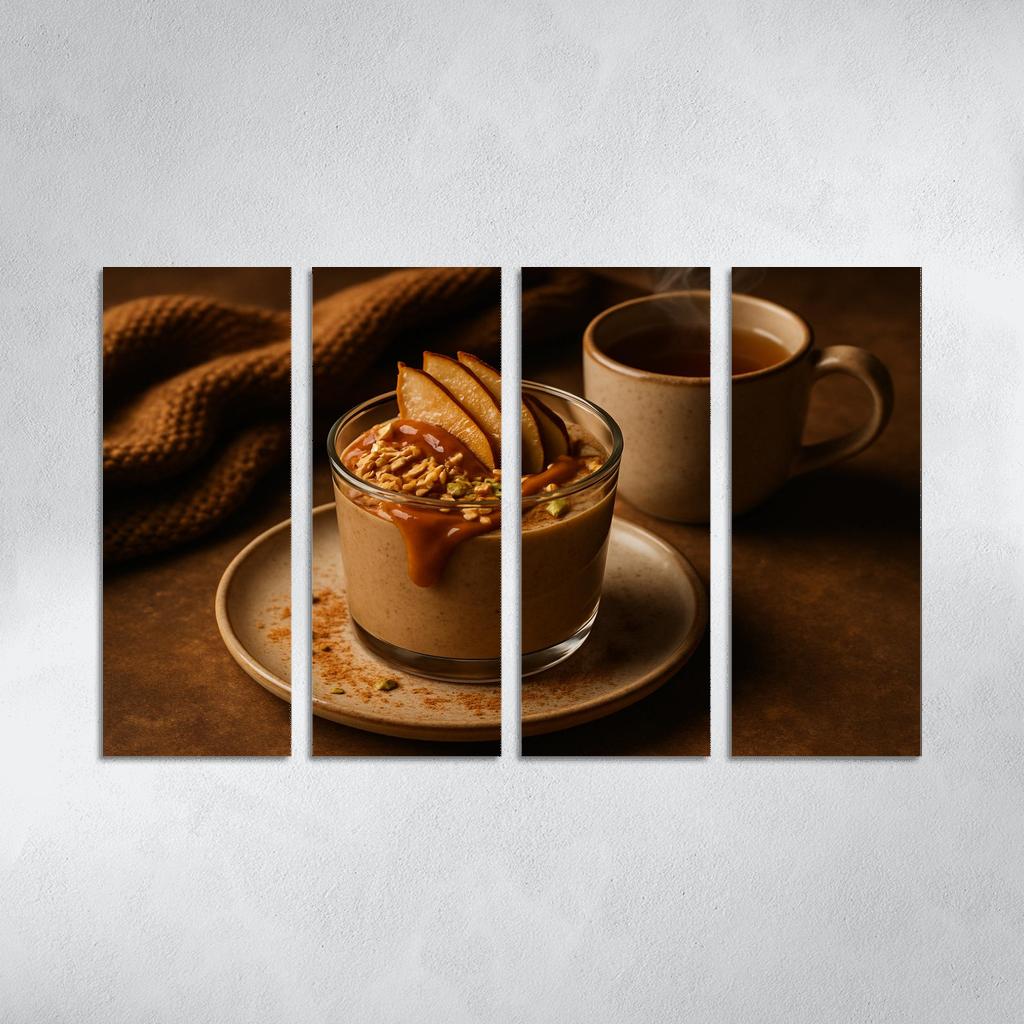 Toasted Coconut Chai Pudding With Date Caramel And Roasted Pear wall decor