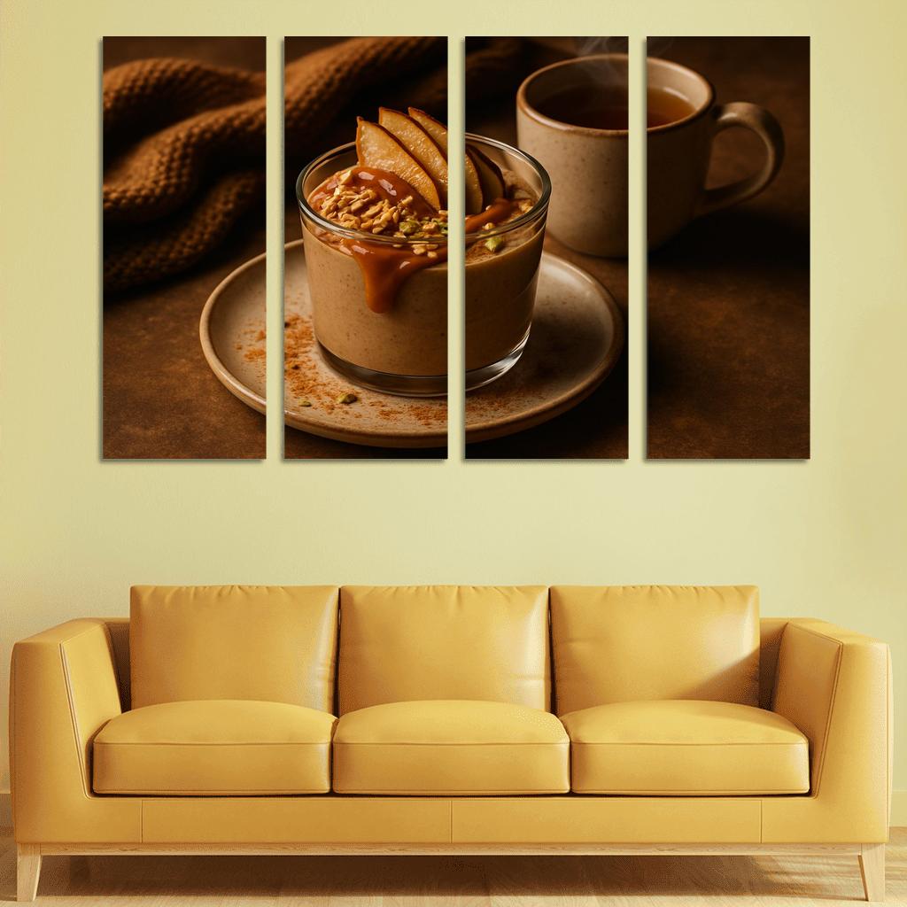 Toasted Coconut Chai Pudding With Date Caramel And Roasted Pear wall decor