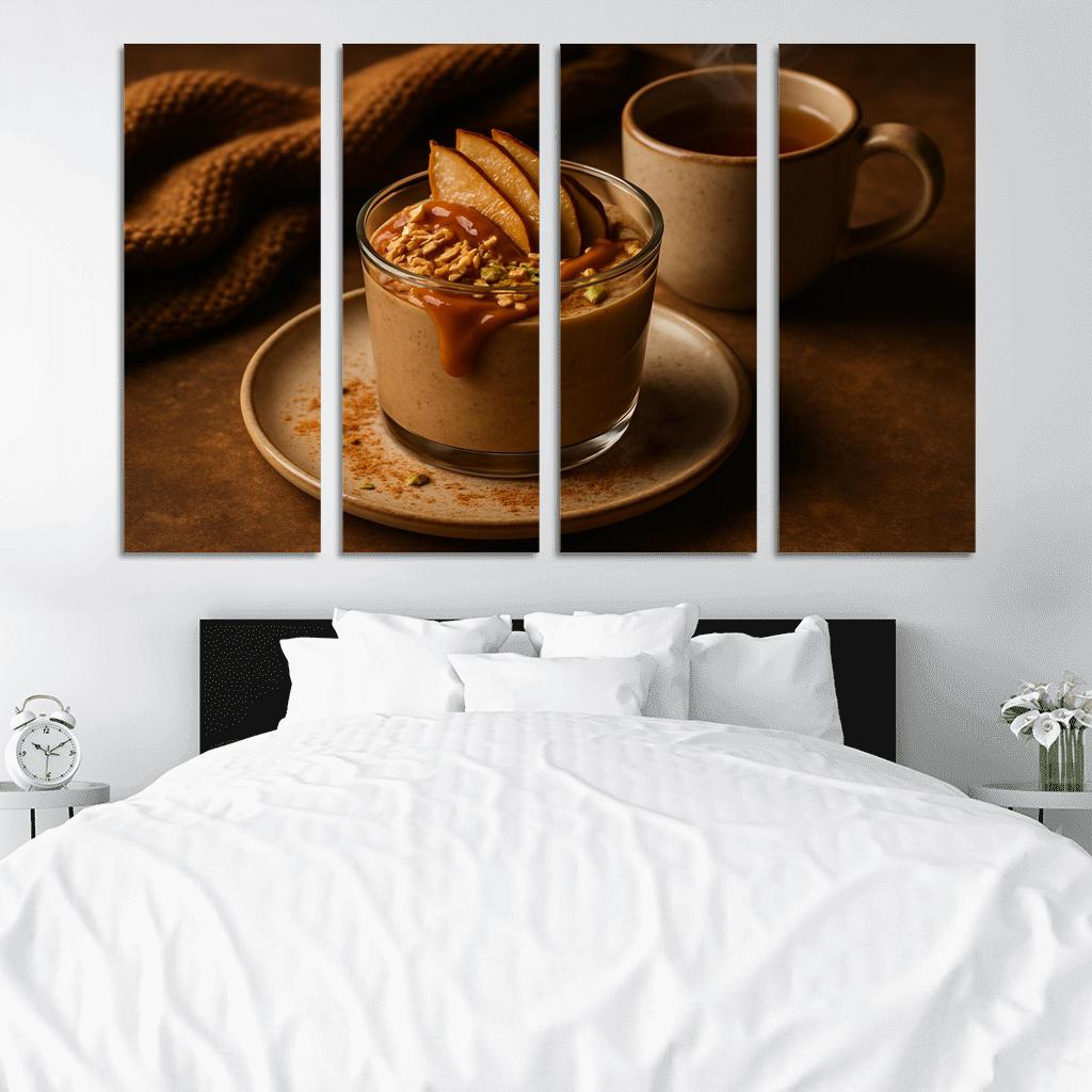 Toasted Coconut Chai Pudding With Date Caramel And Roasted Pear wall decor